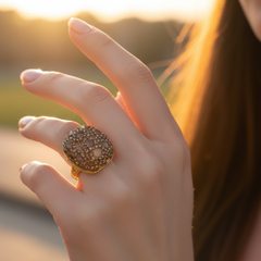 Champagne Crystal Dome Statement Ring