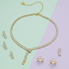 Baguette Lariat Jewelry Set