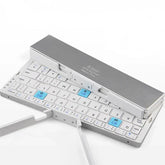 Mini Folding Bluetooth Keyboard – Rechargeable Wireless Keyboard with Stand | Connect 3 Devices