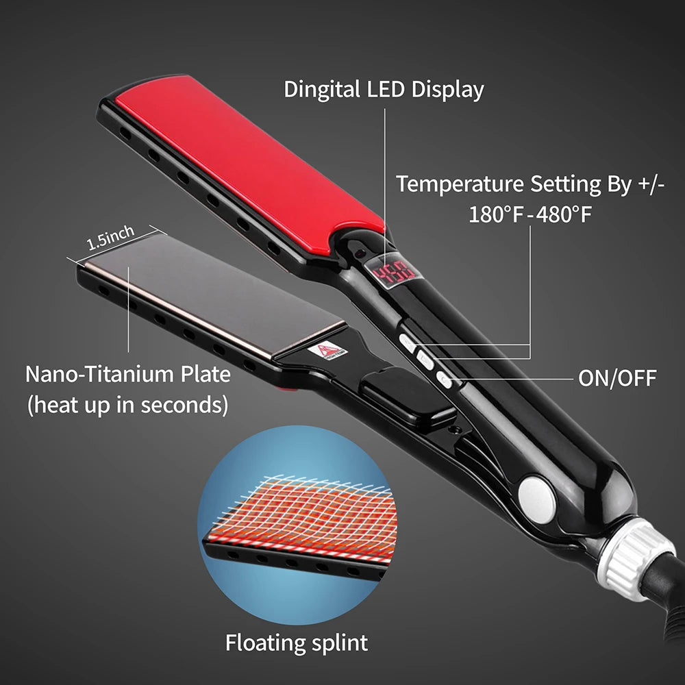 Hair Straightener + Tourmaline Ceramic Mini Flat Iron Frizz Control Styling Tool