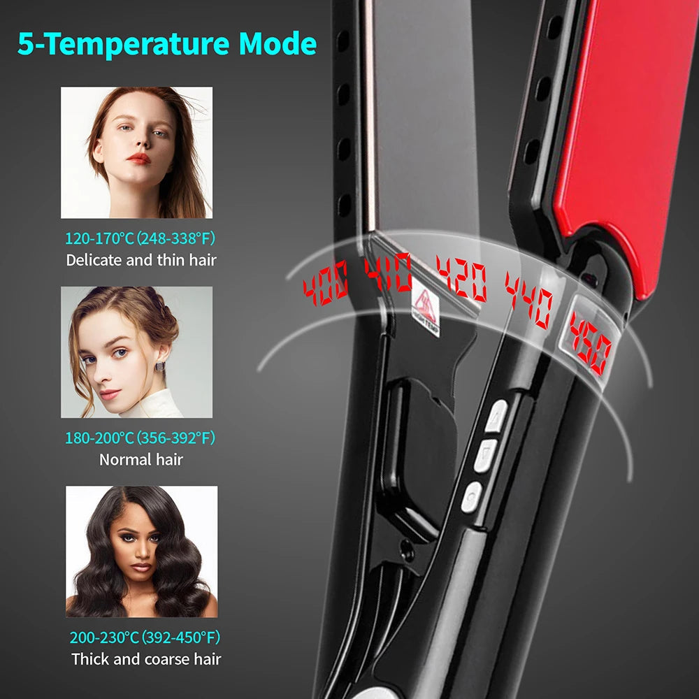 Hair Straightener + Tourmaline Ceramic Mini Flat Iron Frizz Control Styling Tool