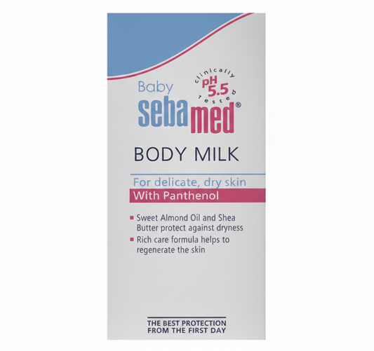 Sebamed Baby Body Milk + Panthenol Gentle Moisturizing Dry Sensitive Skin Care Lotion