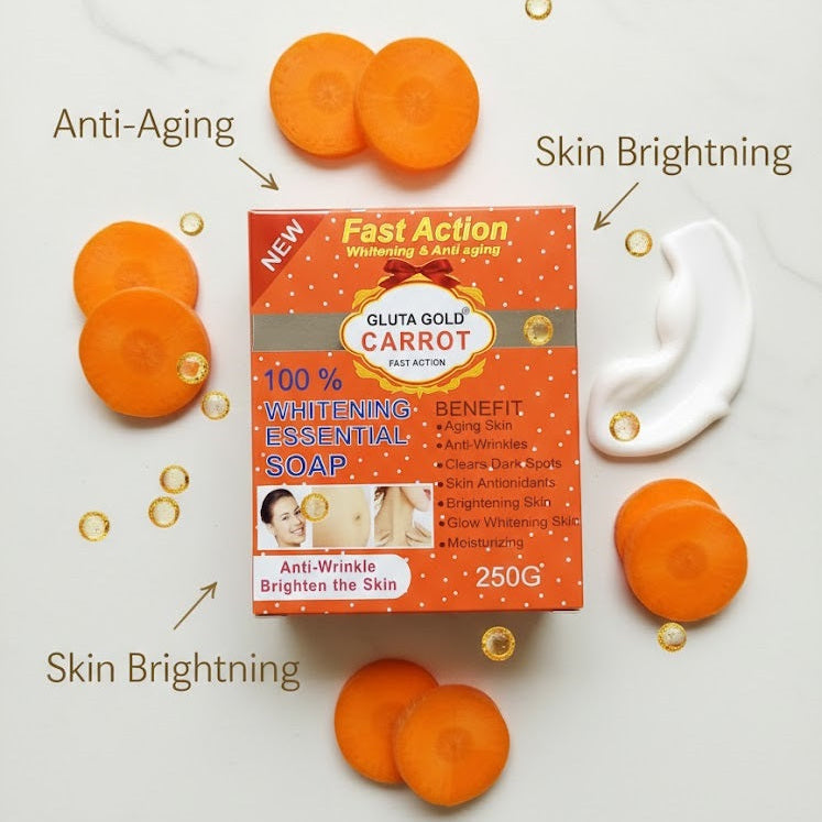 Gluta Gold Carrot Fast Action Whitening Essential Body Soap Skin