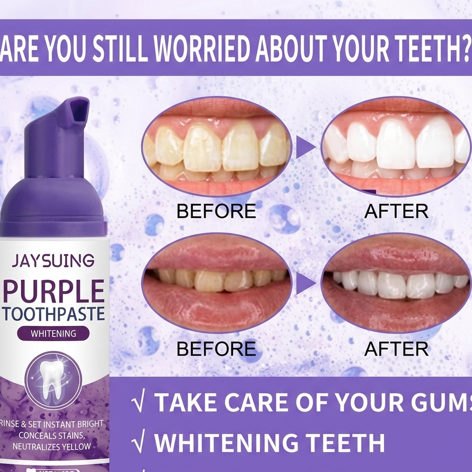 Jaysuing Purple Color Correcting Whitening Toothpaste Gentle Daily Use Formula