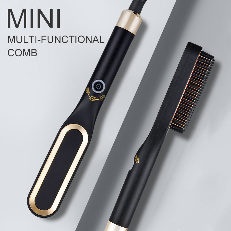 Mini Hair Straightener Brush +Ceramic Hot Comb Electric Beard Hair Styling Tool