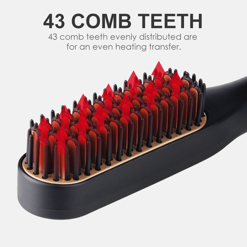 Mini Hair Straightener Brush +Ceramic Hot Comb Electric Beard Hair Styling Tool