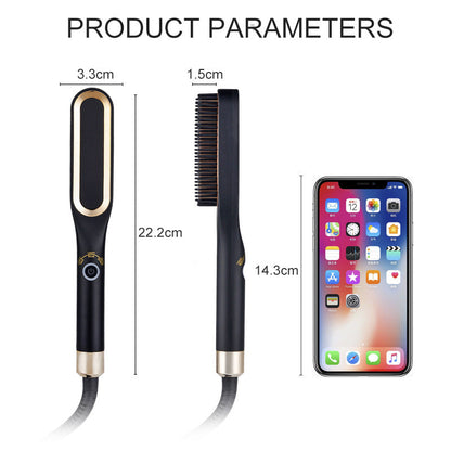 Mini Hair Straightener Brush +Ceramic Hot Comb Electric Beard Hair Styling Tool