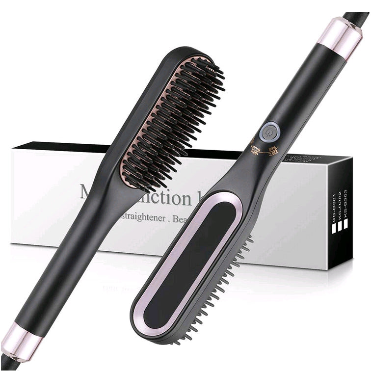 Mini Hair Straightener Brush +Ceramic Hot Comb Electric Beard Hair Styling Tool