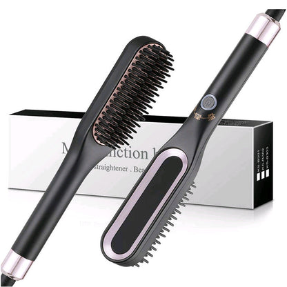 Mini Hair Straightener Brush +Ceramic Hot Comb Electric Beard Hair Styling Tool