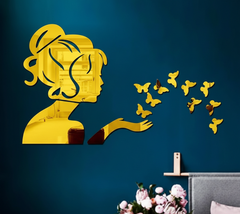 3D Acrylic Angel Fairy with Butterfly Decorative Mirror for Wall
