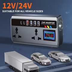 Multi-Port Car Inverter with Dual AC Socket & Digital Display
