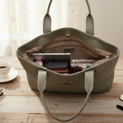 Ribbed Texture Tote Handbag