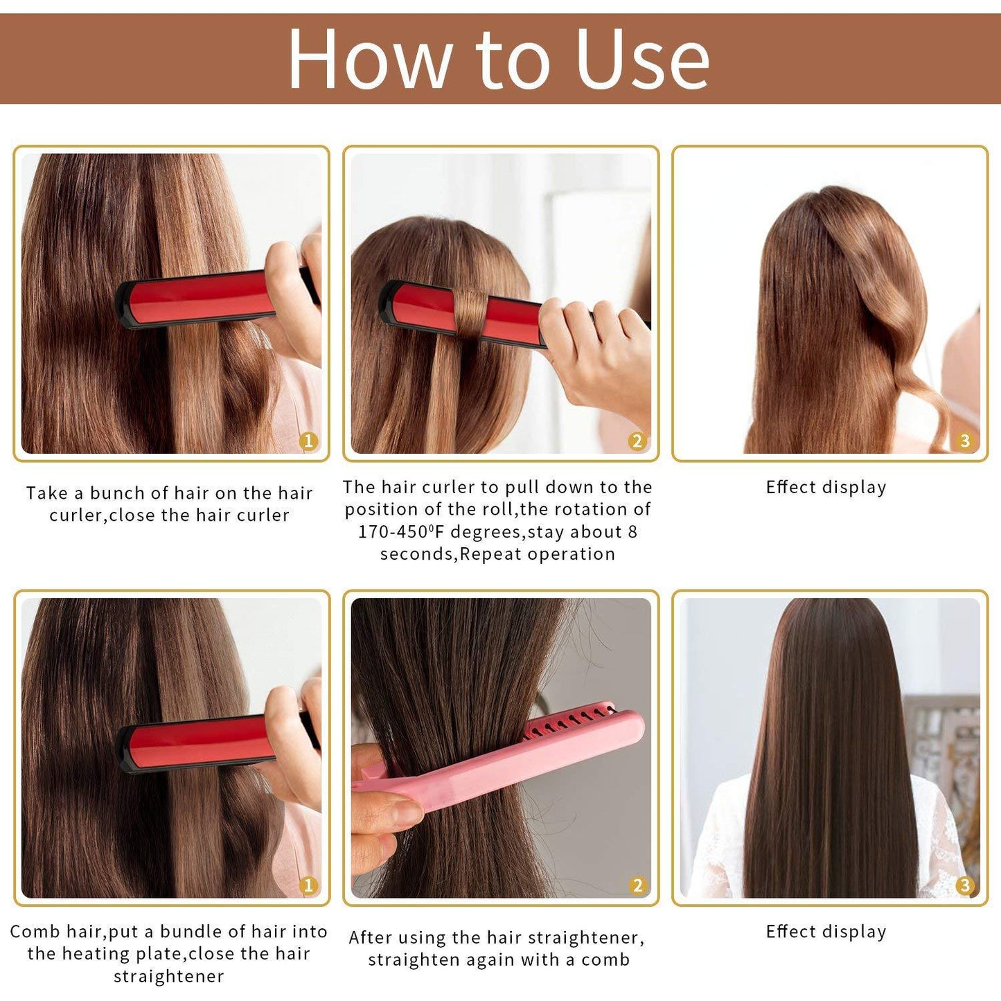 Hair Straightener + Tourmaline Ceramic Mini Flat Iron Frizz Control Styling Tool