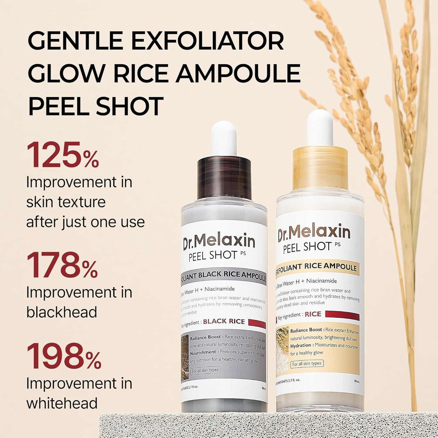 Dr. Melaxin Peel Shot Exfoliating Rice Ampoule Hydrating Radiance Pack 2