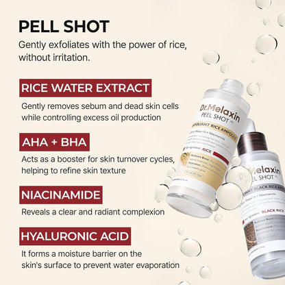 Dr. Melaxin Peel Shot Exfoliating Rice Ampoule Hydrating Radiance Pack 2