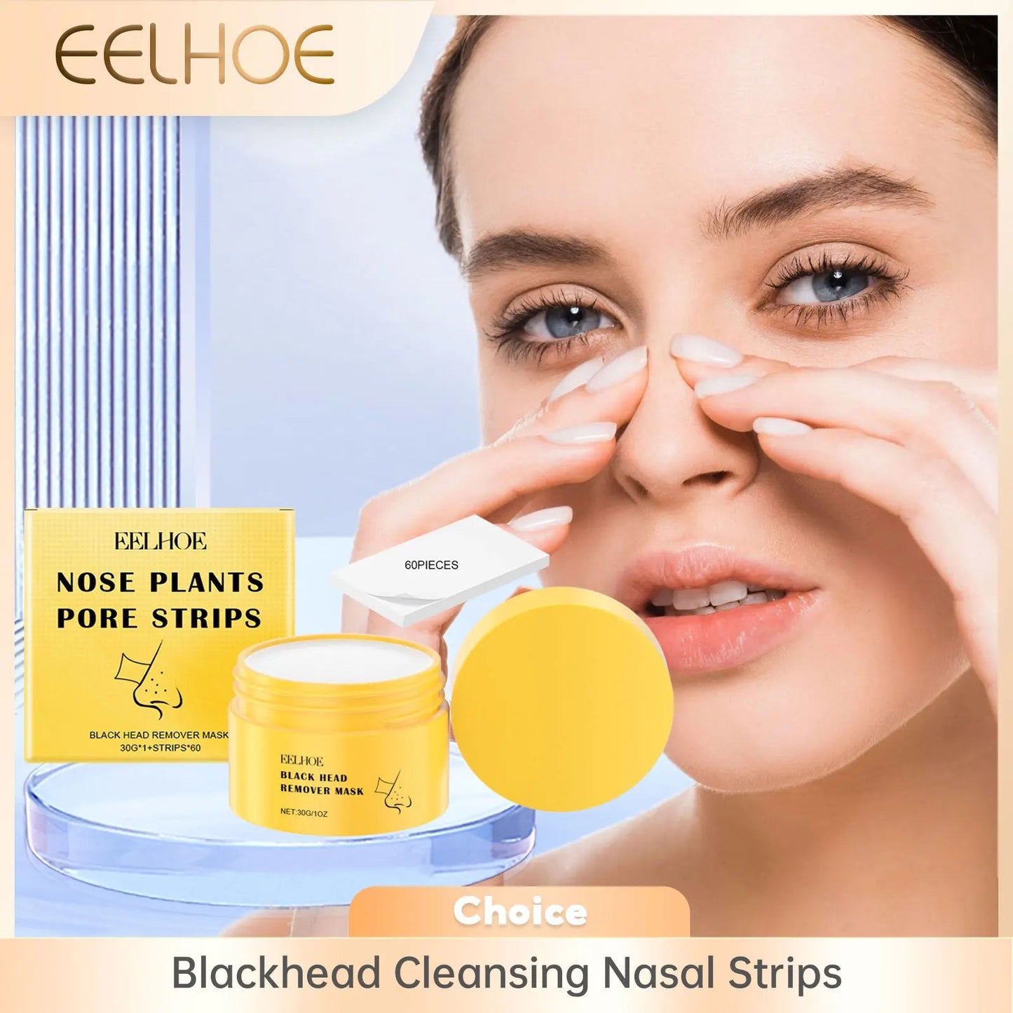 EELHOE Nose Plant Pore Strips Blackhead Remover Mask Kit 60 Pieces