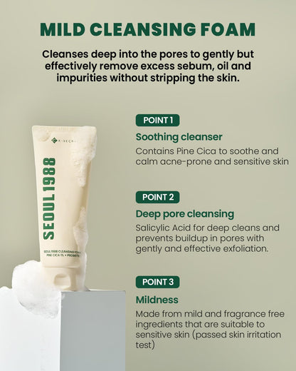 Seoul 1988 Pine Cica Cleansing Foam Probiotics Gentle Facial Cleanser