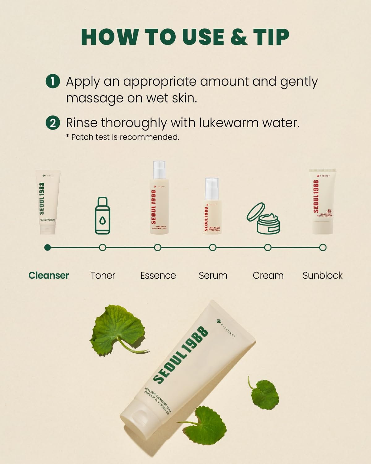 Seoul 1988 Pine Cica Cleansing Foam Probiotics Gentle Facial Cleanser