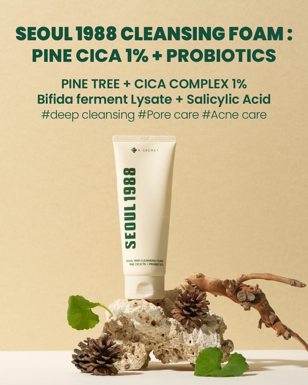 Seoul 1988 Pine Cica Cleansing Foam Probiotics Gentle Facial Cleanser