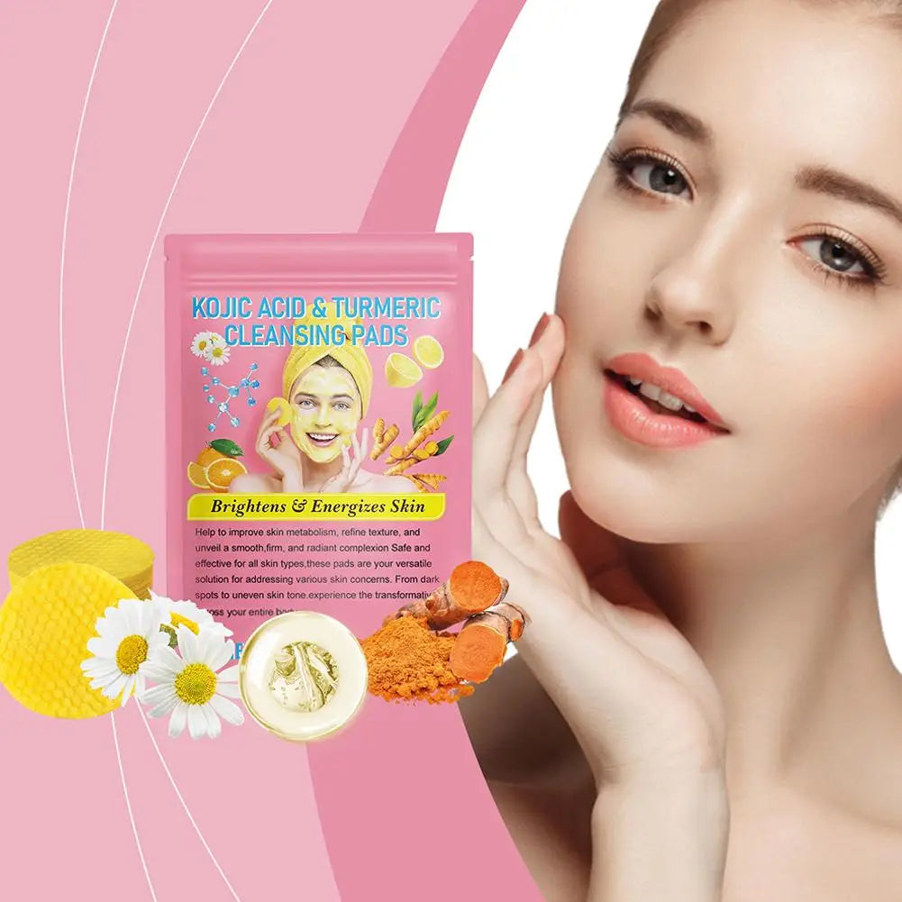 Turmeric Acid Cleaning Pads Kojic Acid Brightening Cleansing Pads 40 Pieces